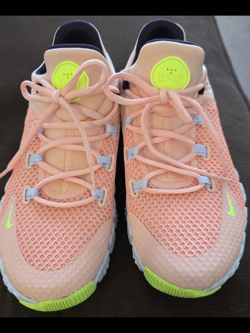 Peach and Neon Mesh Athletic Sneakers